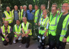 1. Juni 2019: Für mehr Sicherheit beim Motorradfahren wirbt Bayerns Innenminister Joachim Herrmann bei der Abschlussveranstaltung der 'Spirit Tour 2019' in München, einer Aktion christlicher Motorradfahrerinnen und Motorradfahrer. Im Bild mit Pfarrer Frank Witzel (1. Reihe, 2. v.l.) und Landesbischof Heinrich Bedford-Strohm (2. Reihe, 4. v.l.)